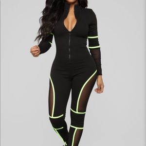 Black & Lime Active bodysuit